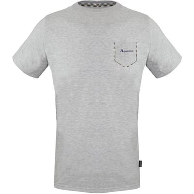Aquascutum Heren Geruit Pocket T-Shirt (Grijs)