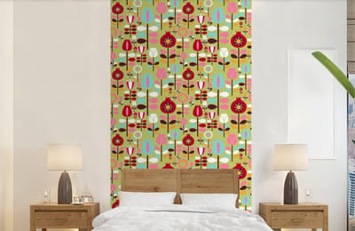 Behang - Fotobehang Patronen - Bloemen - Kleuren - Breedte 120 cm x hoogte 240 cm