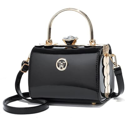 Nouveau Sac Femme Tendance Pince en Acier Simple Sac à Maquillage Épaule avec Tout le Sac à Main Bandoulière Femme . black
