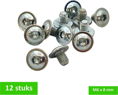 TQ4U korte metaalschoef met kraag - M6 x 8 mm - inbus zeskant - verzinkt - 12 STUKS