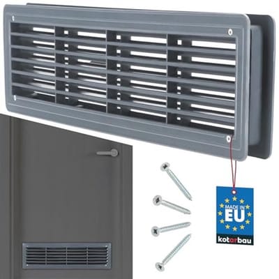 Ventilatierooster 13,5 x 48,8 cm voor Deurventilatie - Kunststof Rooster Grijs