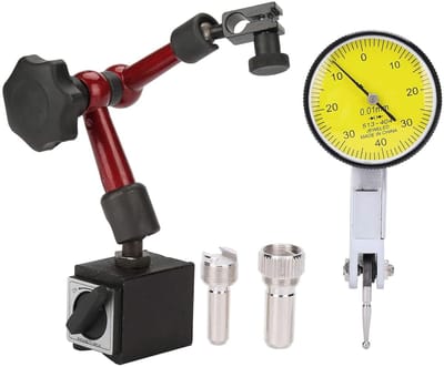 Meetindicator Basis - Precisie Meetinstrument - Werkstuk Kalibratie - Verstelbare Magnetische Arm - 0-0.8 mm Bereik - Zwart