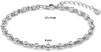 Zilver Gerhodineerd Armband Zirkonia 17 + 3 Cm 1336998