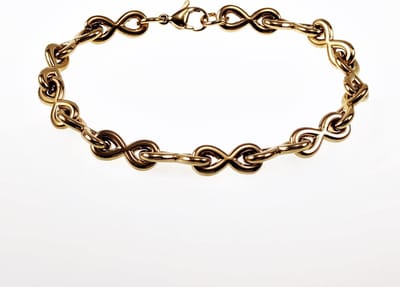 23cm x 8,5mm Infinity Armband Dames - Stalen Goud Kleur - Oneindigheids Symbool - Schakelarmband