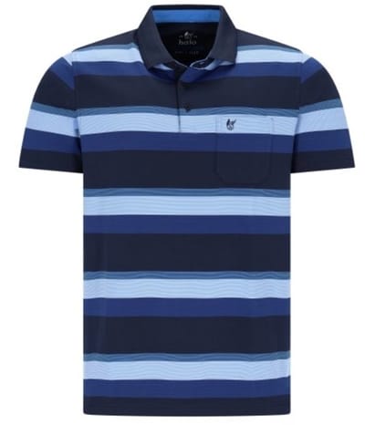 Hajo Heren Poloshirt – Motion Pro – Blauw Gestreept - Maat M