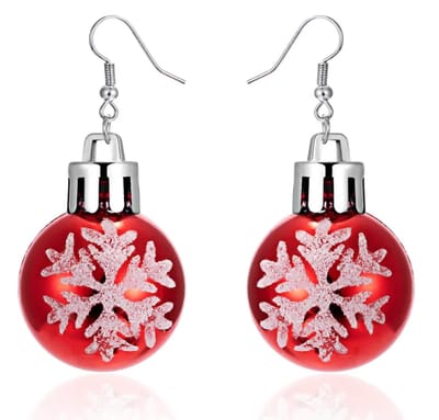 Plux Fashion Kerstbal Oorbellen - Rood - Sneeuwvlok Kerstbal - 3cm/6cm - Dames - Heren - Rode Oorbellen - Christmas Earrings - Kerst Oorbellen - Hanger Oorbellen - Christmas Bauble Earrings - Sieraden Cadeau - Luxe Style - Kerst - Black Friday