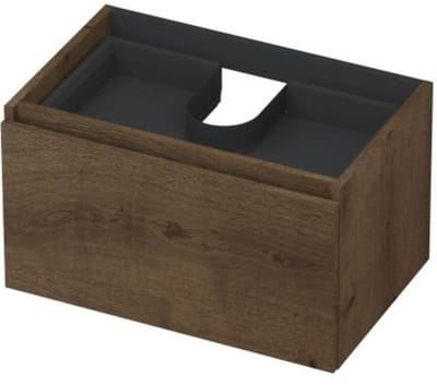 INK - Onderkast 1L met Binnenlade Greeploos Houten Keerlijst Fineer - 700x450x400 Mm - Chocolate Fineer