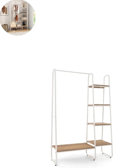 Open Kledingkast - Slaapkamer - Kledingkasten - Ladekasten - Kledingrek - Dressing Kasten - Organizer - Metaal - Wit