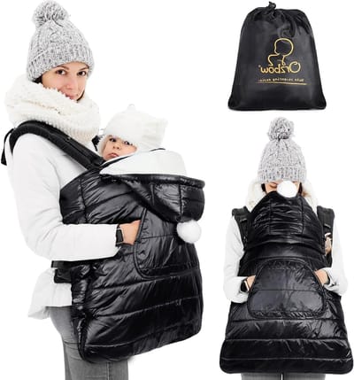 Baby draagcover - Winterhoes draagzak - Bescherming tegen weer - Afneembare bovenkant - 3-36 maanden - Zwart