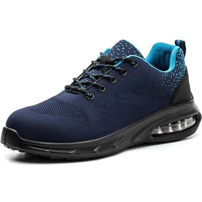 Chaussures de sécurité de travail respirantes pour hommes et femmes, chaussures à embout en acier, baskets de travail légères à coussin d'air, chaussures de sécurité anti-perforation 38 black