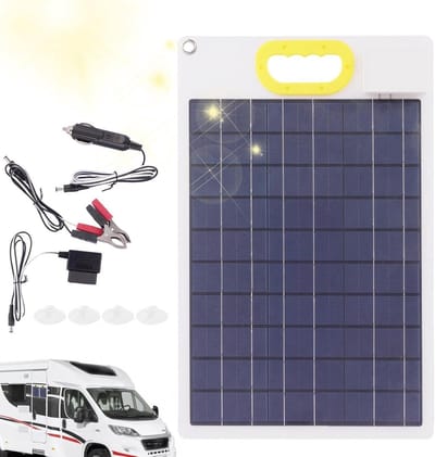 Zonne Druppellader - Accu Onderhouder - Voertuig Accu - 30W Zonnepaneel - 12/24V - Zwart