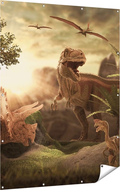 Gards Tuinposter Dinosauri�rs in de Natuur - Dino's - 120x160 cm - Tuindoek - Tuindecoratie - Wanddecoratie buiten - Tuinschilderij