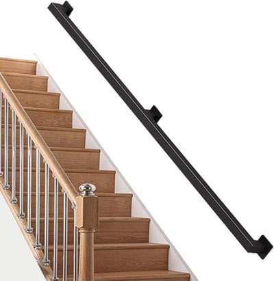 Trapleuning Metaal - Hekwerk Muurbevestiging - Veilige Trappen - Gegalvaniseerd Staal - 300cm - Zwart
