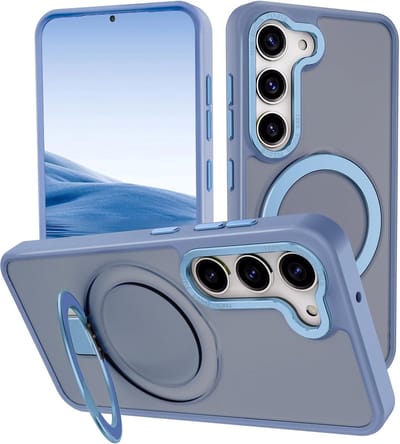 Hoesje Geschikt voor Samsung Galaxy S24 Plus hoesje Blauw - kickstand Draaibare Ring Houder - Geschikt voor Magsafe