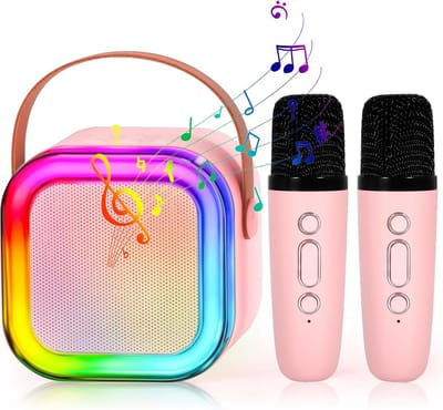 Karaoke Machine voor Kinderen met 2 Draadloze Microfoons en LED Verlichting - Muziek Speelgoed