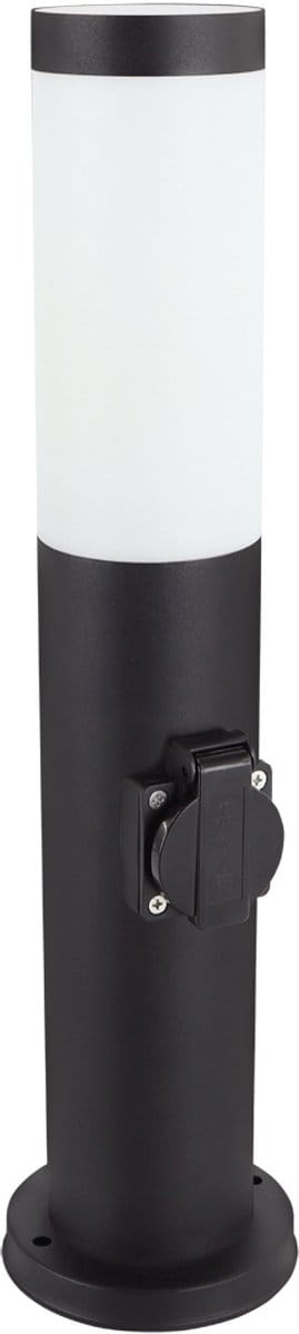 TUBER - Tuinverlichting - Staande Buitenlamp - met ingebouwde stopcontact - Belgische pinaarde - Luxery Staandelamp - 1 X E27 Fitting - Zwart - Metaal - 45cm