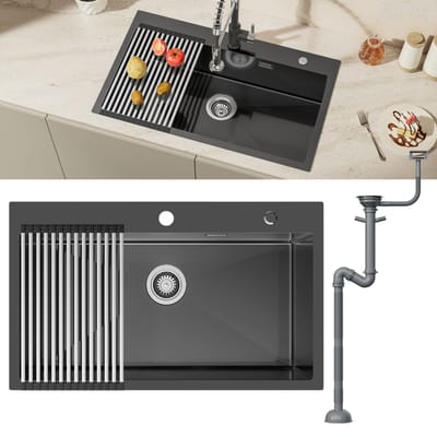 CECIPA max - Spoelbak Keuken 75x45CM - Enkele spoelbakken - Spoelbakken Keuken – Spoelbakken met afdruip - Antraciet