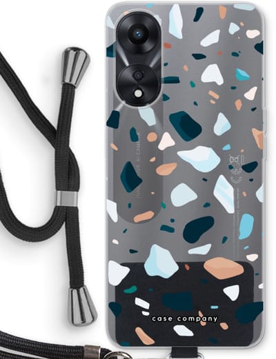 Case Company® - Hoesje met koord geschikt voor Oppo A78 5G hoesje met Koord - Terrazzo N°13 - Telefoonhoesje met Zwart Koord - Bescherming aan alle Kanten en Over de Schermrand