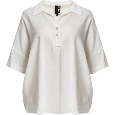 Dameslinnenmix shirt met afgeronde zoom Mat Fashion