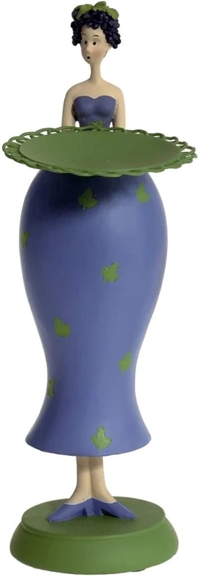 Druiven meisje kaarsenhouder blauw 6,5x9x19cm