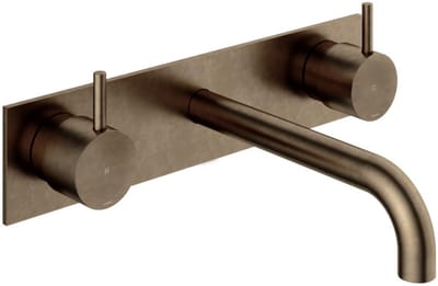 Hotbath Cobber - Wastafelmengkraan - zonder Waste - Laag - Bruin - Inbouw - Messing - V07