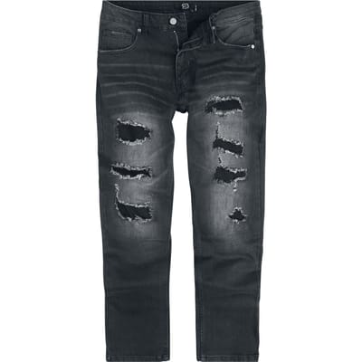 R.E.D. Rock-Engineered Design Zwarte jeans met uitsparingen - Heren - W30L32