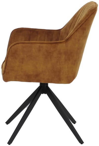 Set van 2 eetkamerstoelen MCW-L79, keukenstoel met draaibare armleuningen en automatische terugvering, fluweel 440 g/m² ~ suède-look, mosterdgeel