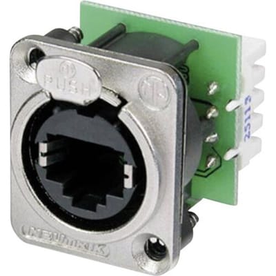 Neutrik NE8FDV-YK RJ45-dataconnector etherCon D-serie NE8FDV-YK Bus, recht NE8FDV-YK Aantal polen: 8P8C Aantal polen (sensoren) 8P8C Nikkel 1 stuk(s)