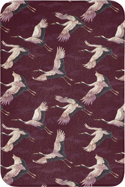 Badmat 60x90 cm - Antislip - Kraanvogels - Klassiek - Bordeaux - Badmatten voor badkamer - Badkamermat - Douchemat - Badkamer mat