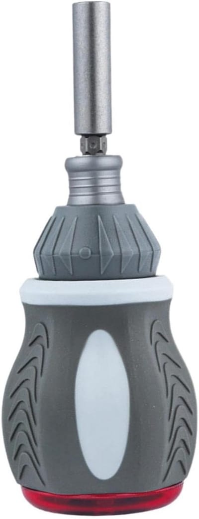 Magnetische Ratelschroevendraaier - Reparatietool Set - Huishoudelijke Reparatie - 9-in-1 Intrekbare Kop - 12.2 cm - Grijs