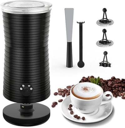 Elektrische Melkopschuimer 4-in-1 – Automatische Melkopschuimer voor Warm & Koud Schuim – Cappuccino, Latte & Macchiato – Zwart