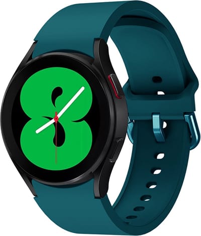 By Qubix - Classic sportbandje 20mm - Blauwgroen - Geschikt voor Samsung Galaxy Watch 7 (40 & 44mm) - Galaxy Watch FE - Galaxy Watch 6 - Galaxy Watch 6 Pro - Galaxy Watch 5 - 5 Pro - Galaxy Watch 4 - 4 Classic