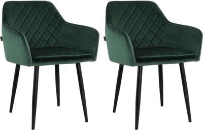 Lina® Noble Eetkamerstoelen - Groen - Set van 2 - Velvet