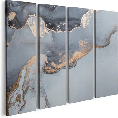 Artaza Canvas Schilderij Vierluik Abstracte Kunst Grijs Marmer - 80x60 - Foto Op Canvas - Canvas Print