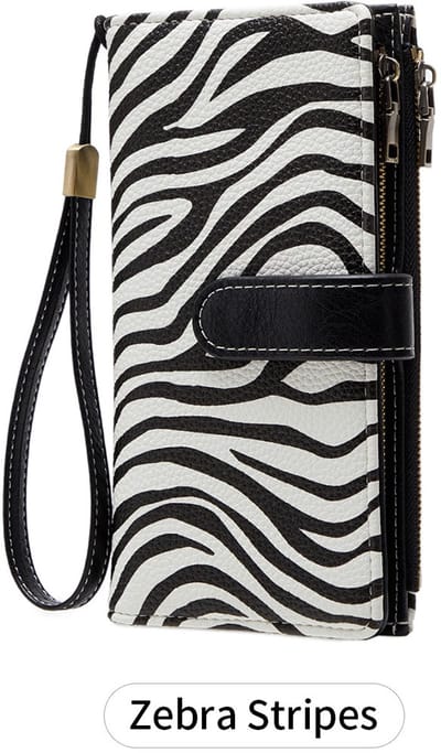 RFID drievoudige lange portemonnee - Retro multifunctioneel - Damesportemonnee - Clutch - Portemonnee - Muntzakje - Dames Portemonnee - Pasjeshouder - Creditcardhouder-Zebra