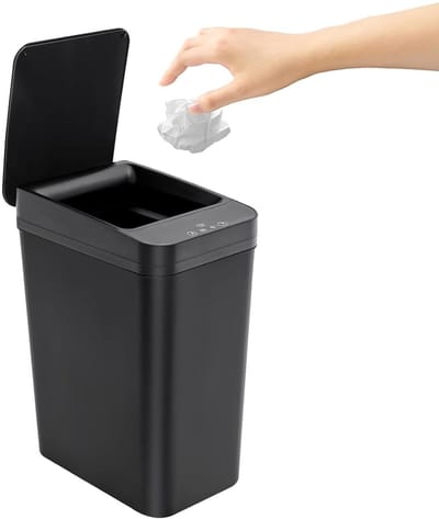 Vuilnisemmer met sensor - Prullenbak automatisch - Hygiënisch afval scheiden - Contactloos deksel - 8 Liter - Zwart
