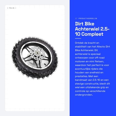 Dailygoods- Achterwiel 28 Inch - Bandenmaat 2,5-10 - Rubber/Metaal - Slijtvast - Complete Montage - Geschikt voor 12 mm Asdiameter - Motorwiel