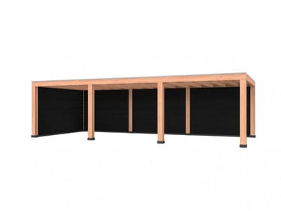 Douglas overkapping, 900 x 400, met achterwand en zijwand, Westwood Modern Basic zwart