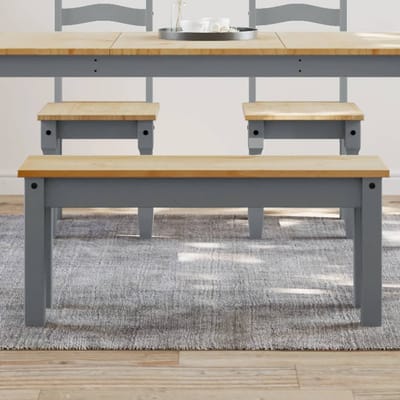 vidaXL Eetkamerbank PANAMA 105x30x45 cm massief grenenhout grijs