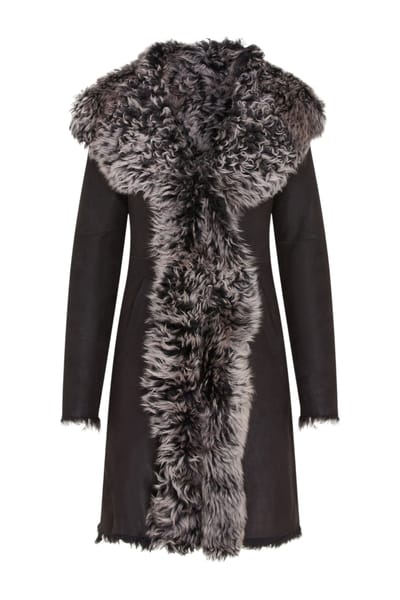Zwarte Toscaanse trenchcoat met capuchon van echt schapenleer voor dames - Verona