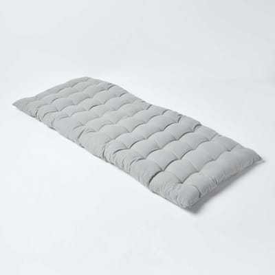 Homescapes Tuinbank Kussen – Grijs – 2 Zitter Zitkussen – 108x42 cm – 100% Katoen – Wasbaar – Comfortabel & Stevig