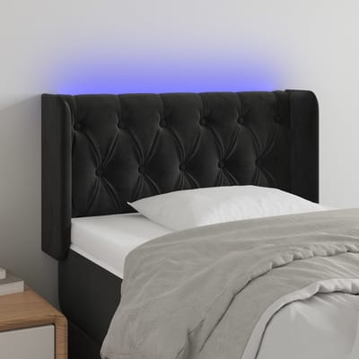 vidaXL - Hoofdbord - LED - 83x16x78/88 - cm - fluweel - zwart