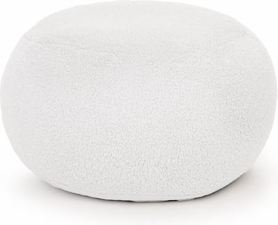 Drop & Sit - poef - sfeervolle teddy - ecru - Ø 60 cm - extra comfortabel en zacht