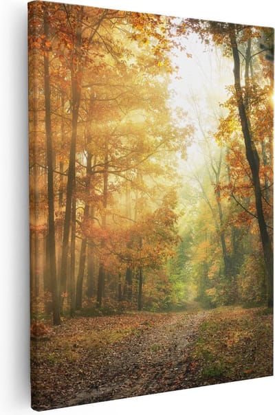 Artaza Canvas Schilderij Bos - 80x100 cm - Groot - Wanddecoratie Herfst - Muurdecoratie Landschap - Schilderijen Op Canvas Natuur