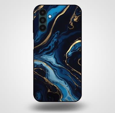 Smartphonica Telefoonhoesje voor Samsung Galaxy A13 5G met marmer opdruk - TPU backcover case marble design - Goud Blauw geschikt voor Samsung Galaxy A13 5G