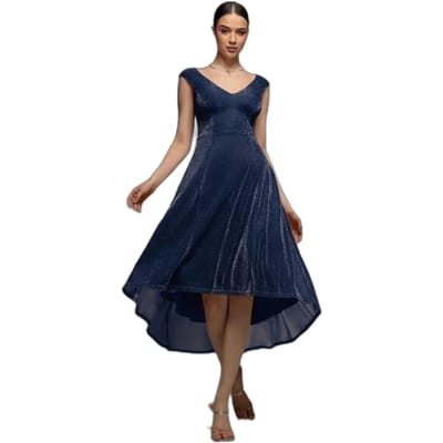 Asymmetrische jurk met blote schouders vrouw Goddiva Lurex