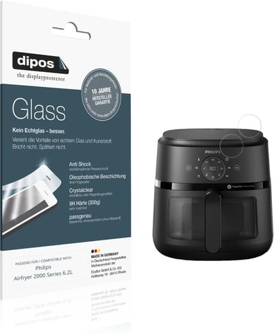 dipos – 2x Pantserfolie geschikt voor Philips Airfryer 2000 Series 6.2L | 9H Screenprotector