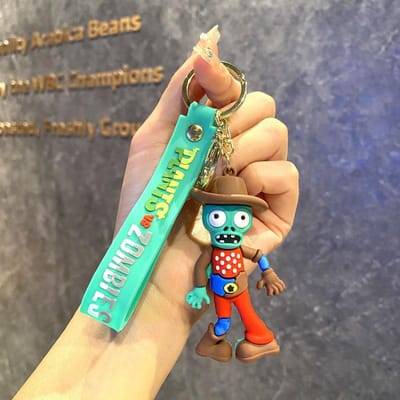 Planten vs. Zombies Sleutelhanger Anime Klassiek Spel Monster Erwten Karakter Zonnebloem Sleutelhanger Tas Hanger Kinder Speelgoed Cadeaus Vrienden beige