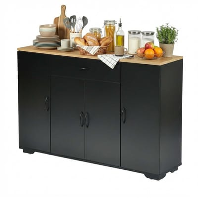 Dailygoods- Keukenkast met Werkblad - Dressoir 110 x 30 x 70 cm - Lade - 4 Deuren - Opbergkast - Sideboard voor Keuken/Eetkamer