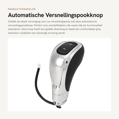 Dailygoods- Versnellingspookknop Vervanging - Glad Oppervlak - Comfortabele Grip - Dynamisch Interieur - Schakelaccessoires - Hoogwaardig Vakmanschap - Schakelknop
